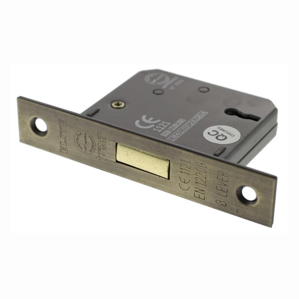 Atlantic 3 Lever Key Deadlock (CE) 3 Inches - Matt Antique Brass | Door ...