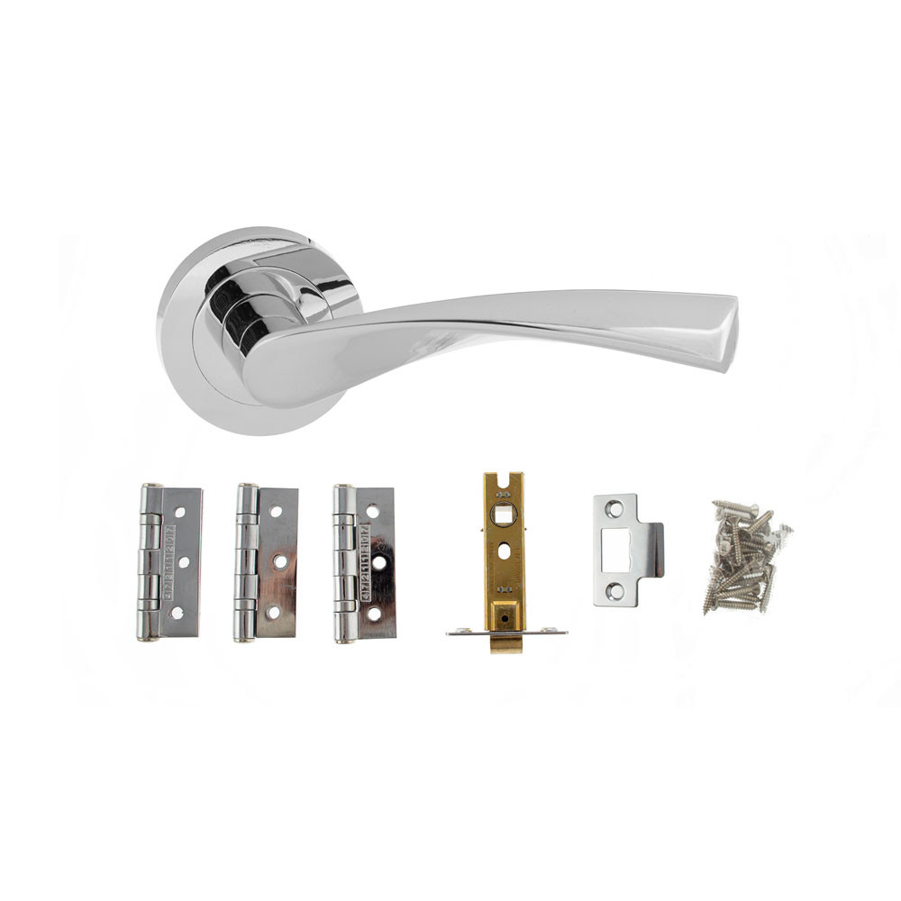 Atlantic Aqua Polished Chrome Door Handle Pack - 76.2mm