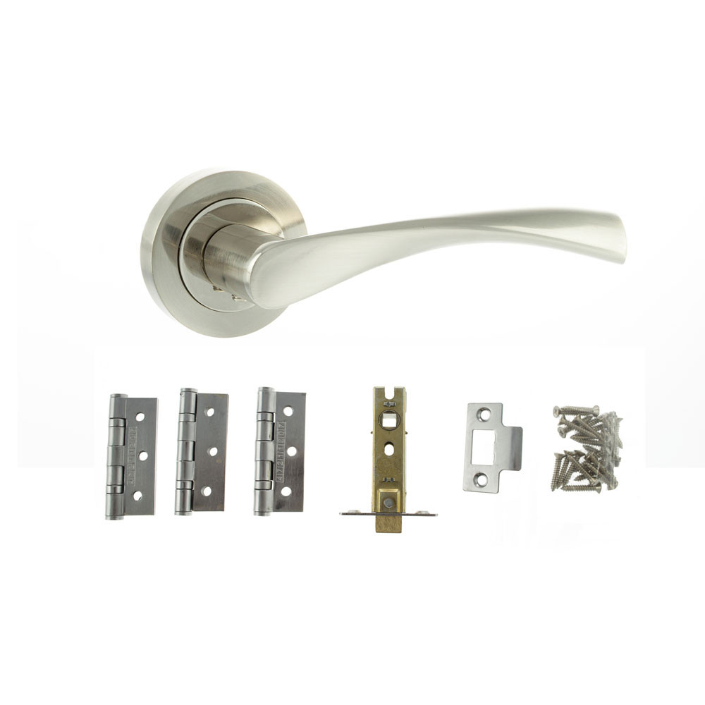 Atlantic Aqua Satin Nickel/Nickel Plate Door Handle Pack
