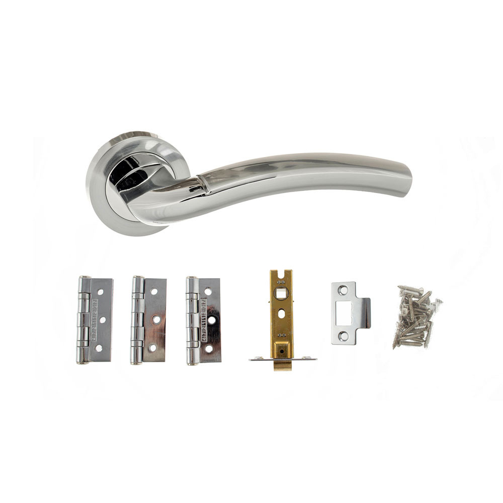 Atlantic Crest Satin Chrome/Polished Chrome Door Handle Pack