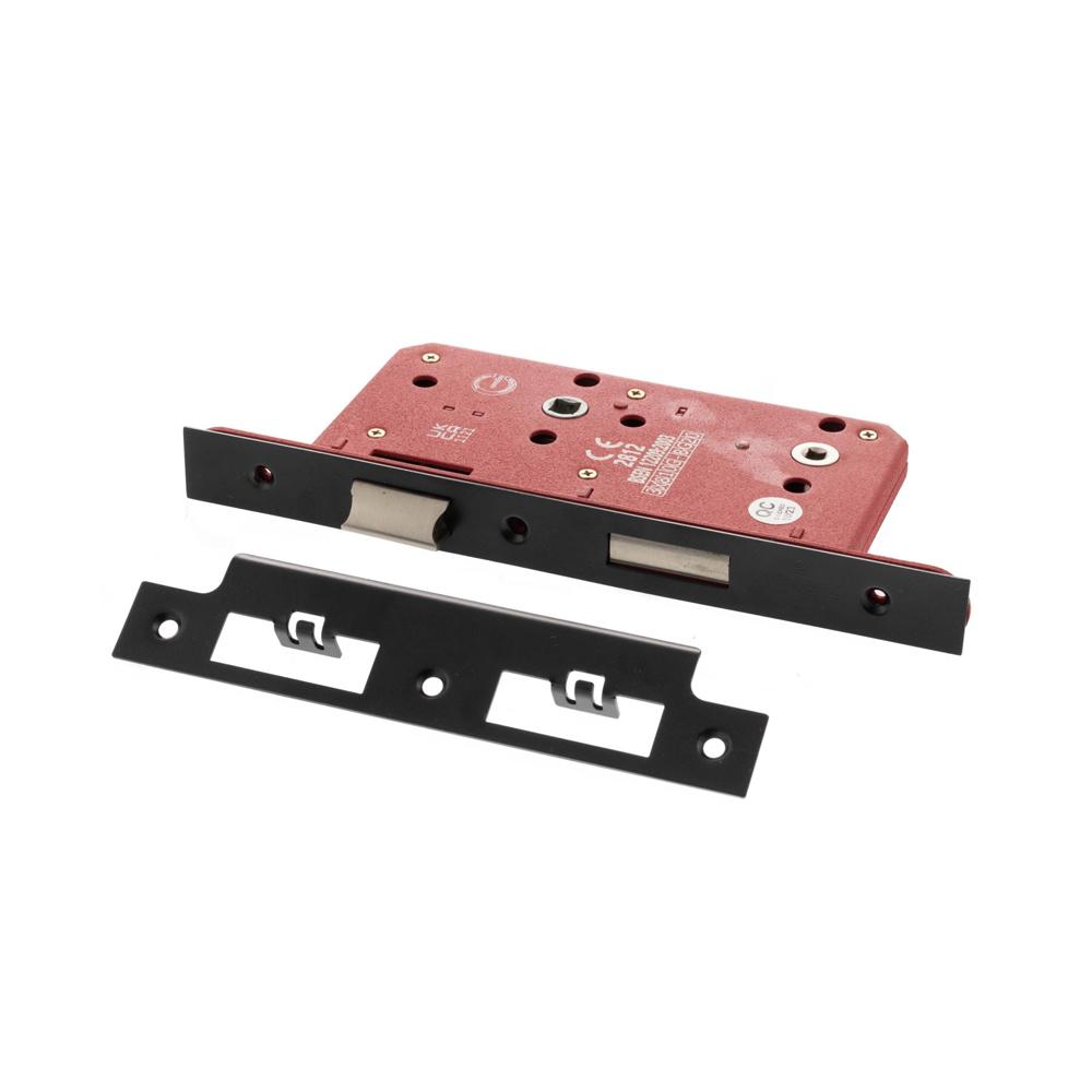 Atlantic DIN Bathroom Lock Double Turn - Matt Black