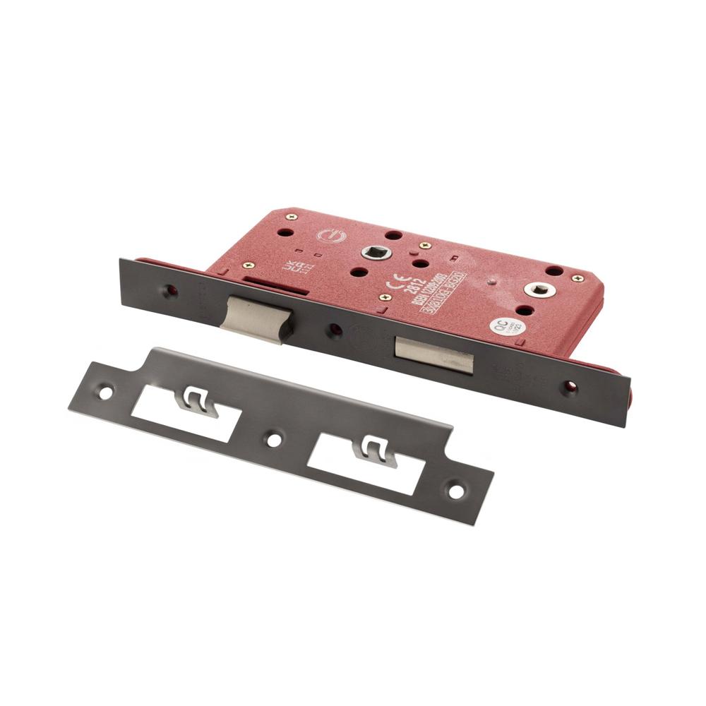 Atlantic DIN Bathroom Lock Double Turn - Matt Gun Metal