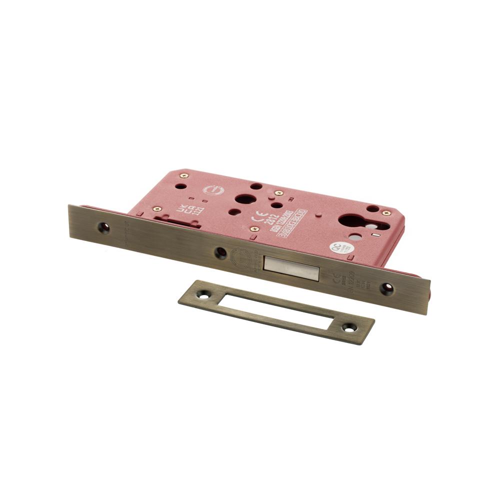 Atlantic DIN Euro Profile Deadlock Double Throw - Matt Antique Brass