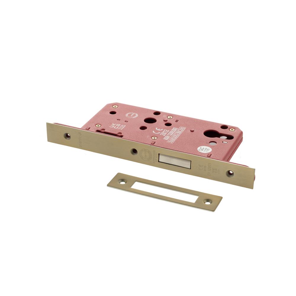 Atlantic DIN Euro Profile Deadlock Double Throw - Satin Brass