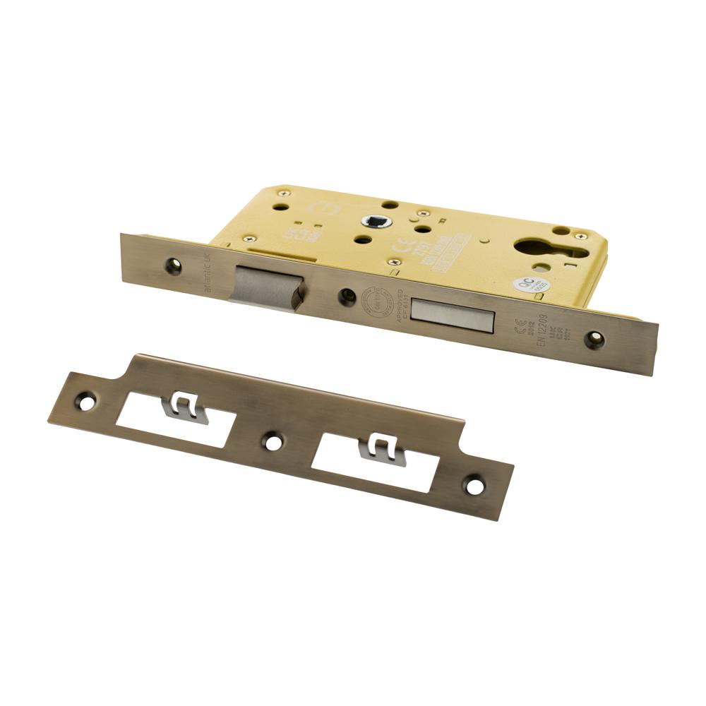 Atlantic DIN Heavy Duty Euro Profile Sashlock Double Throw - Antique Brass