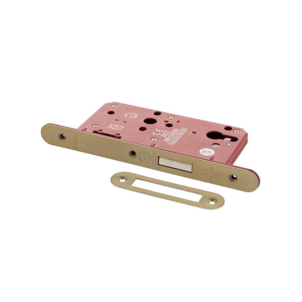 Atlantic DIN Radius Euro Profile Deadlock Double Throw - Satin Brass