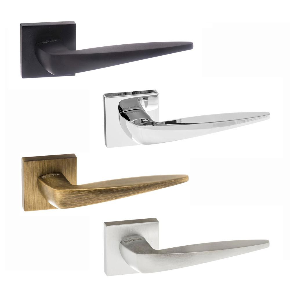 Atlantic Forme Foglia Designer Lever on Minimal Square Rose Internal Door Handle