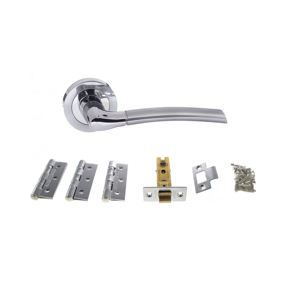 Atlantic Indiana Satin Chrome/Polished Chrome Door Handle Pack