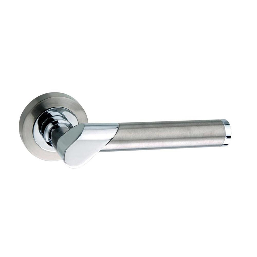 Atlantic Mediterranean Tunis Lever on Round Rose Internal Door Handle - Satin Nickel/Polished Chrome