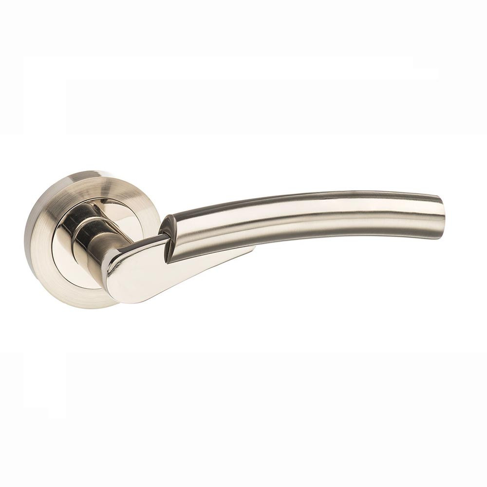 Atlantic Mediterranean Messina Lever on Round Rose Internal Door Handle - Satin Nickel/Polished Nickel