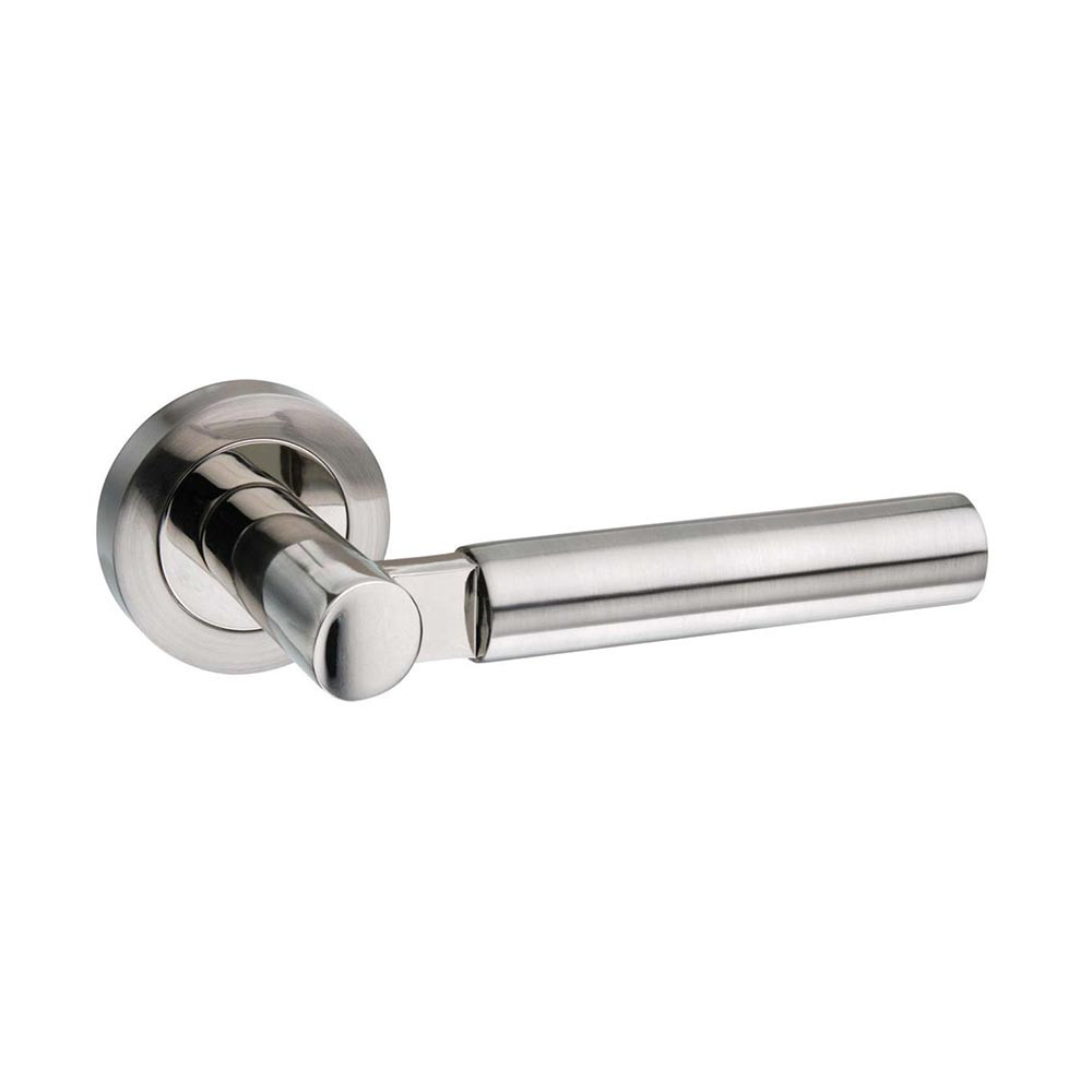 Atlantic Mediterranean Palermo Lever on Round Rose Internal Door Handle - Satin Nickel/Polished Nickel