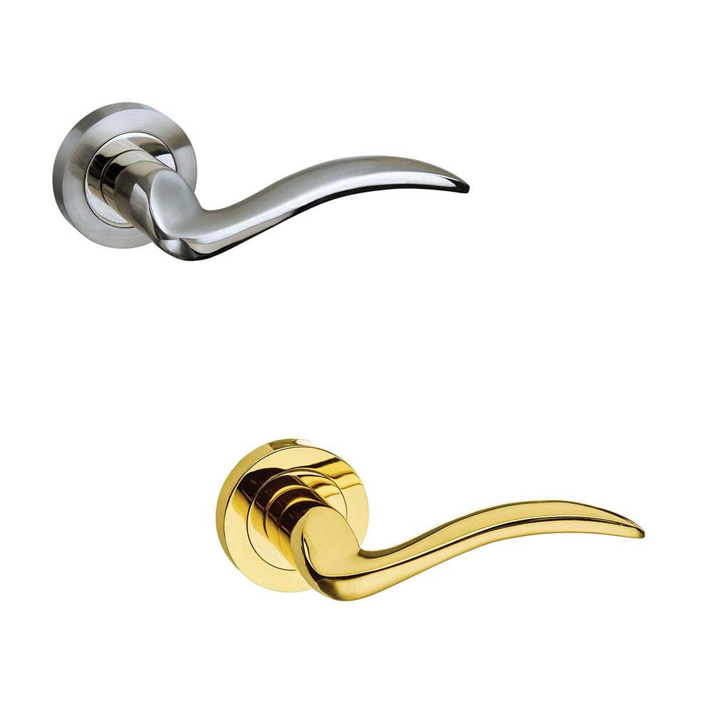 Atlantic Mediterranean Valencia Lever on Round Rose Internal Door Handle - Satin Nickel/Polished Nickel