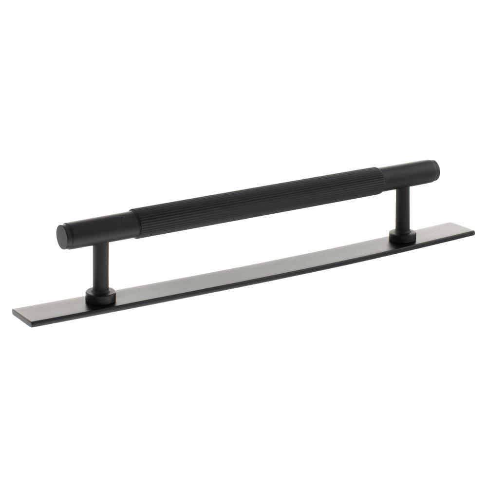 Atlantic Millhouse Battersea Linear T-Bar Cabinet Pull Handle on Backplate - Matt Black