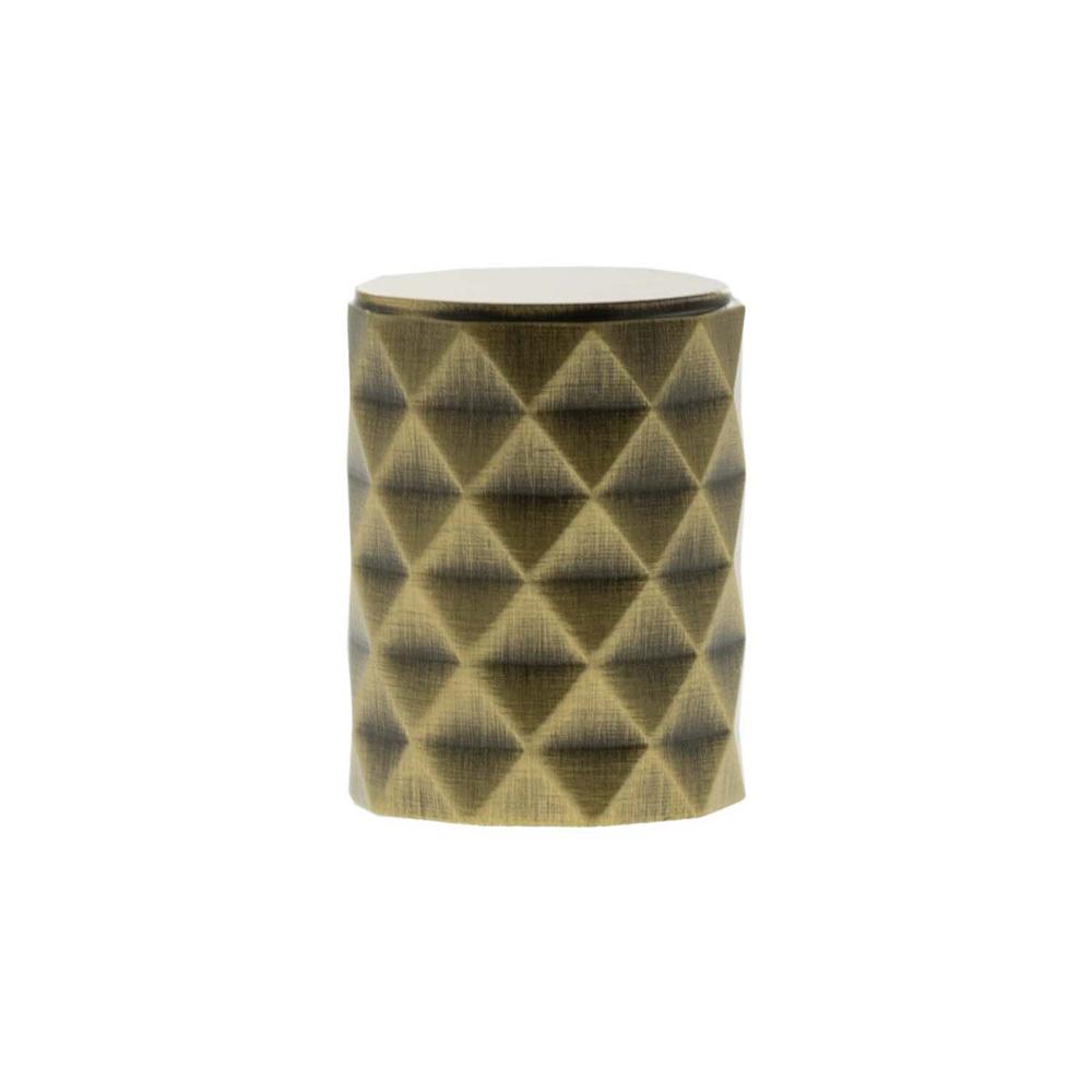 Atlantic Millhouse Chrysler Diamond Cylinder Cabinet Knob Handle - Antique Brass
