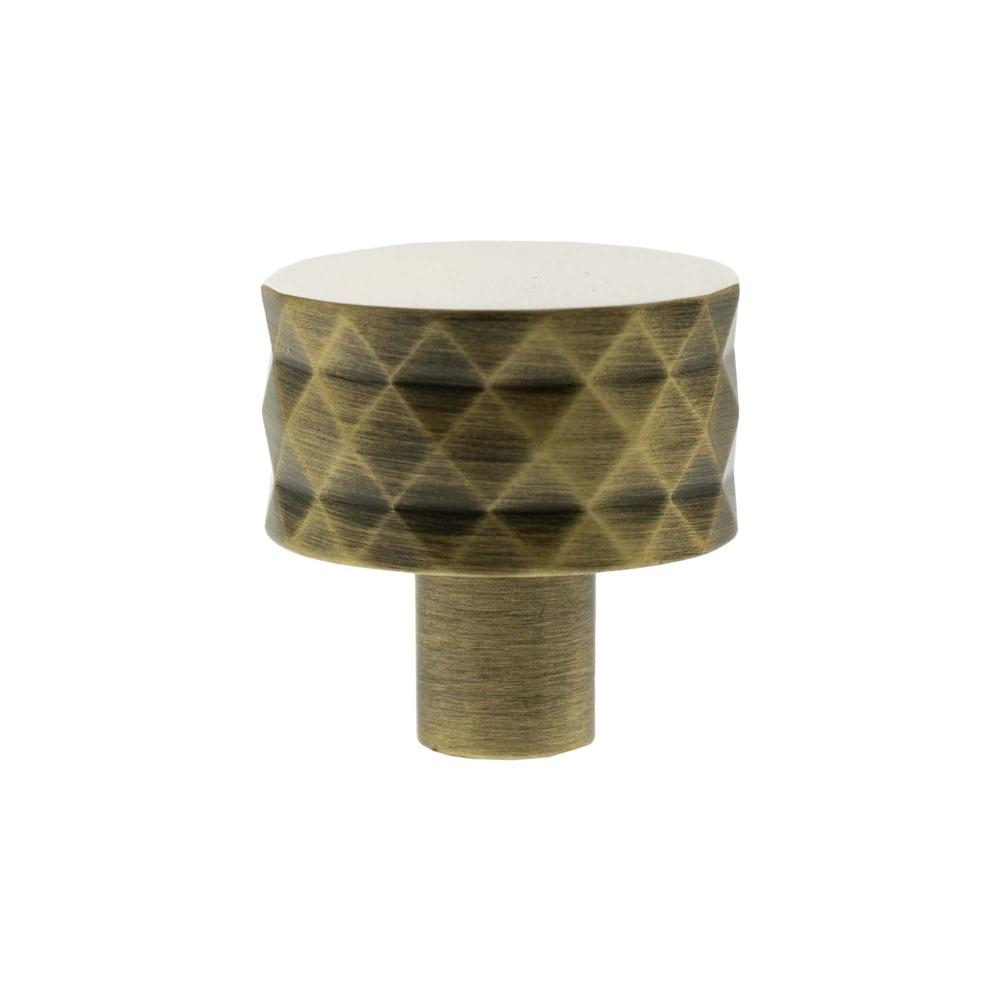 Atlantic Millhouse Chrysler Diamond Round Cabinet Knob Handle - Antique Brass