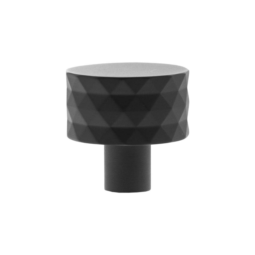 Atlantic Millhouse Chrysler Diamond Round Cabinet Knob Handle - Matt Black