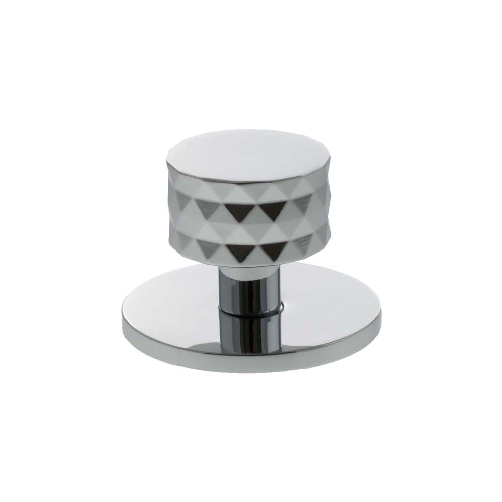 Atlantic Millhouse Chrysler Diamond Round Cabinet Knob Handle on Backplate - Polished Chrome