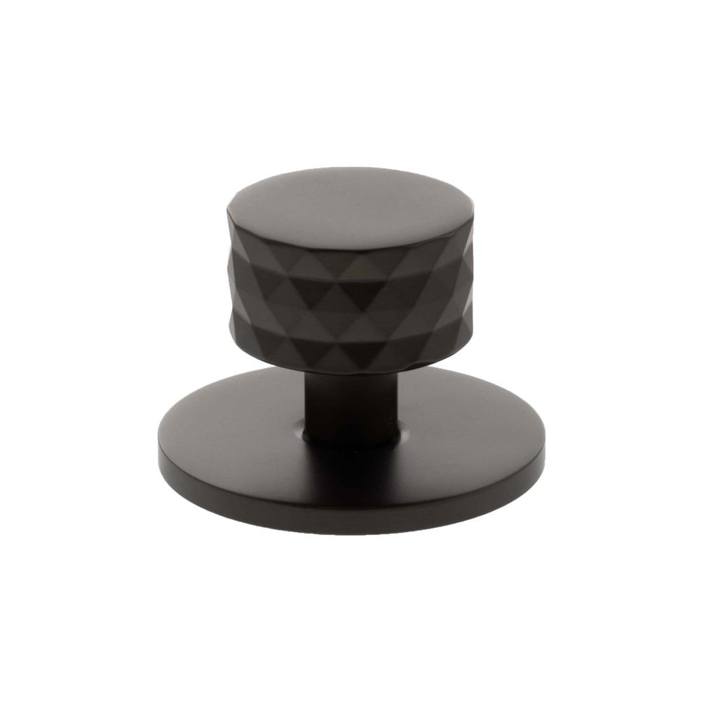 Atlantic Millhouse Chrysler Diamond Round Cabinet Knob Handle on Backplate - Urban Dark Bronze
