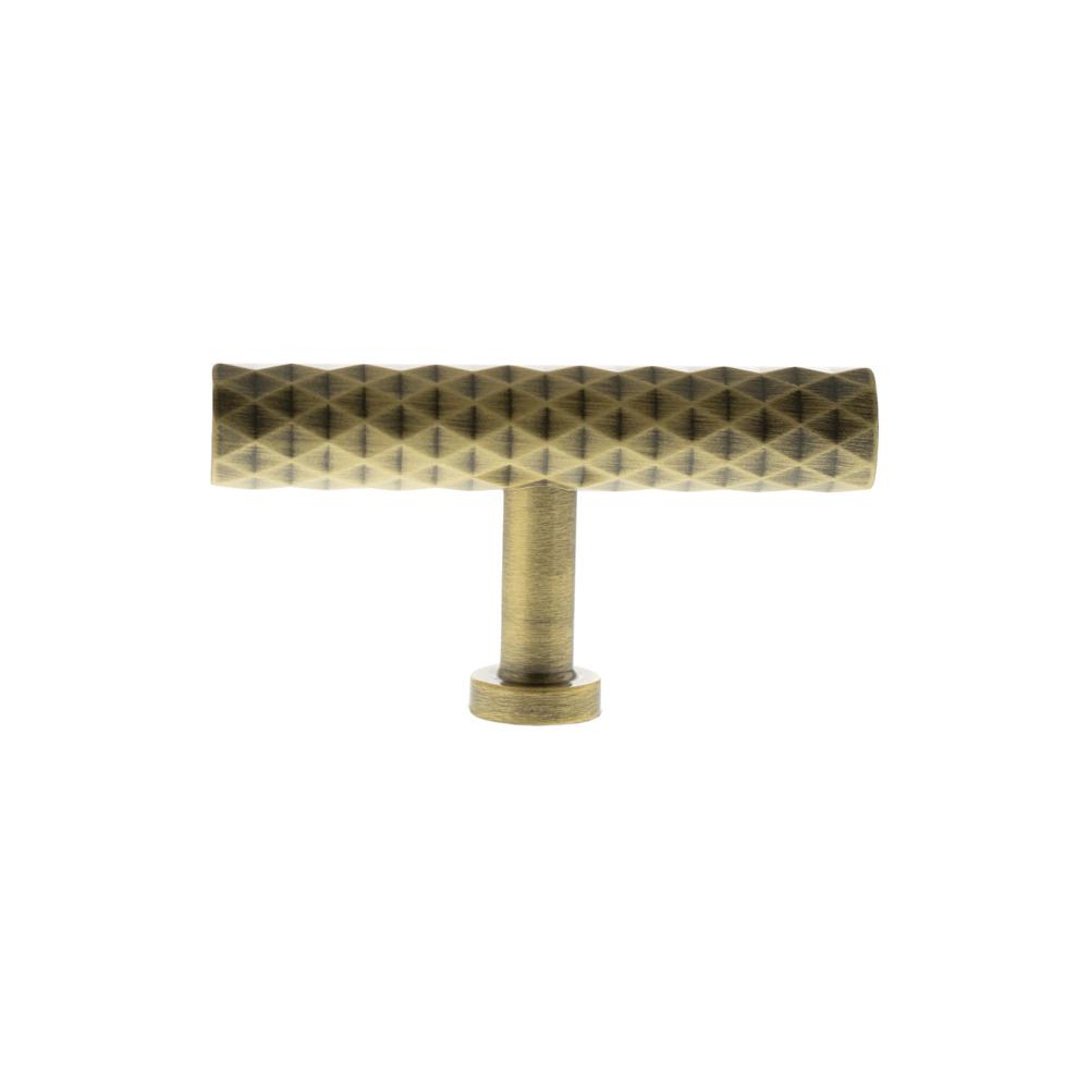 Atlantic Millhouse Chrysler Diamond T-Bar Cabinet Knob Handle - Antique Brass