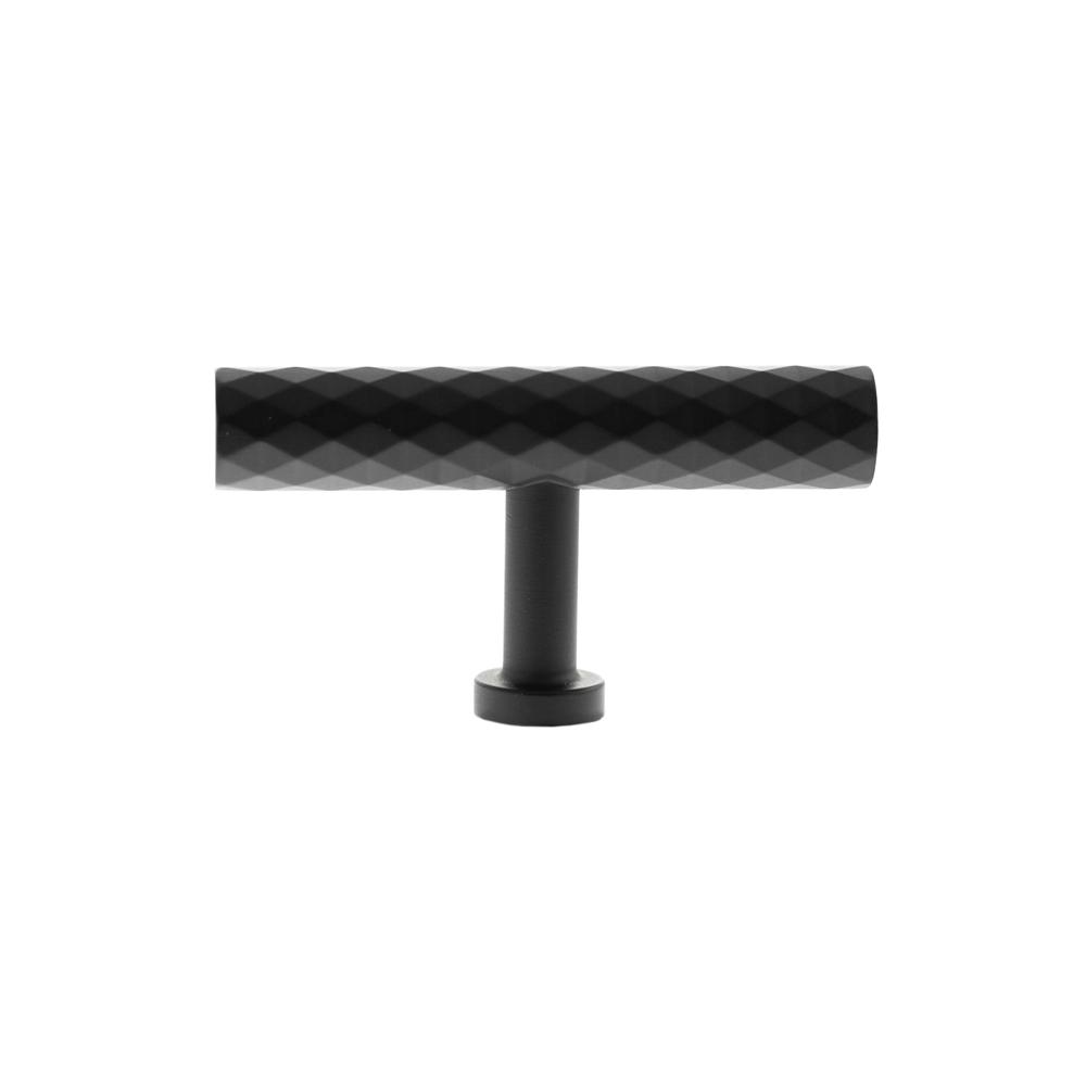 Atlantic Millhouse Chrysler Diamond T-Bar Cabinet Knob Handle - Matt Black