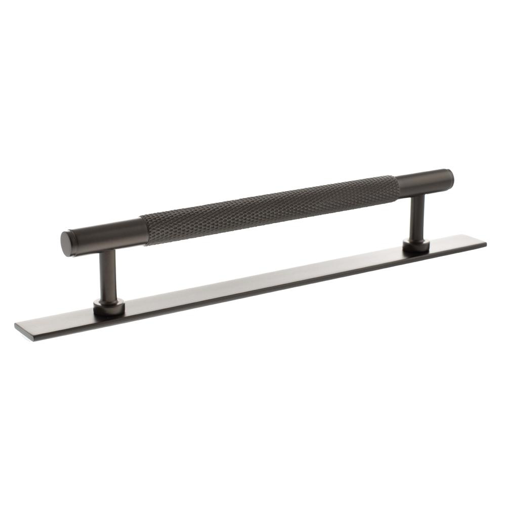 Atlantic Millhouse Eiffel Knurled T-Bar Cabinet Pull Handle on Backplate - Urban Dark Bronze