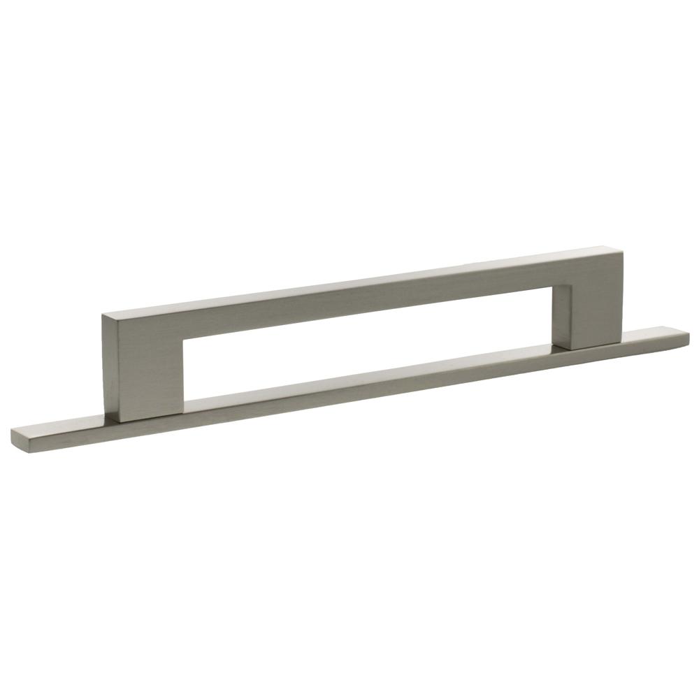 Atlantic Millhouse Empire Slim Cabinet Pull Handle on Backplate - Satin Nickel