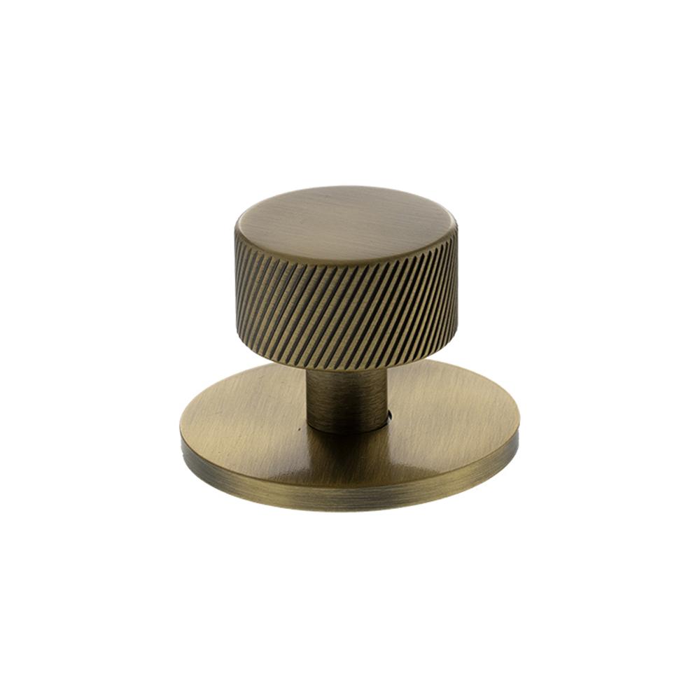 Atlantic Millhouse Paddington Spiral Round Cabinet Knob Handle on Backplate - Antique Brass