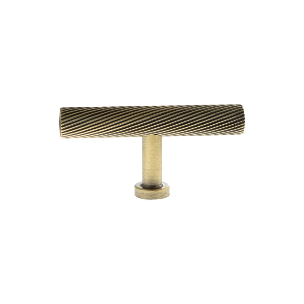 Atlantic Millhouse Paddington Spiral T-Bar Cabinet Knob Handle - Antique Brass