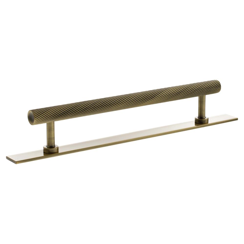 Atlantic Millhouse Paddington Spiral T-Bar Cabinet Pull Handle on Backplate - Antique Brass