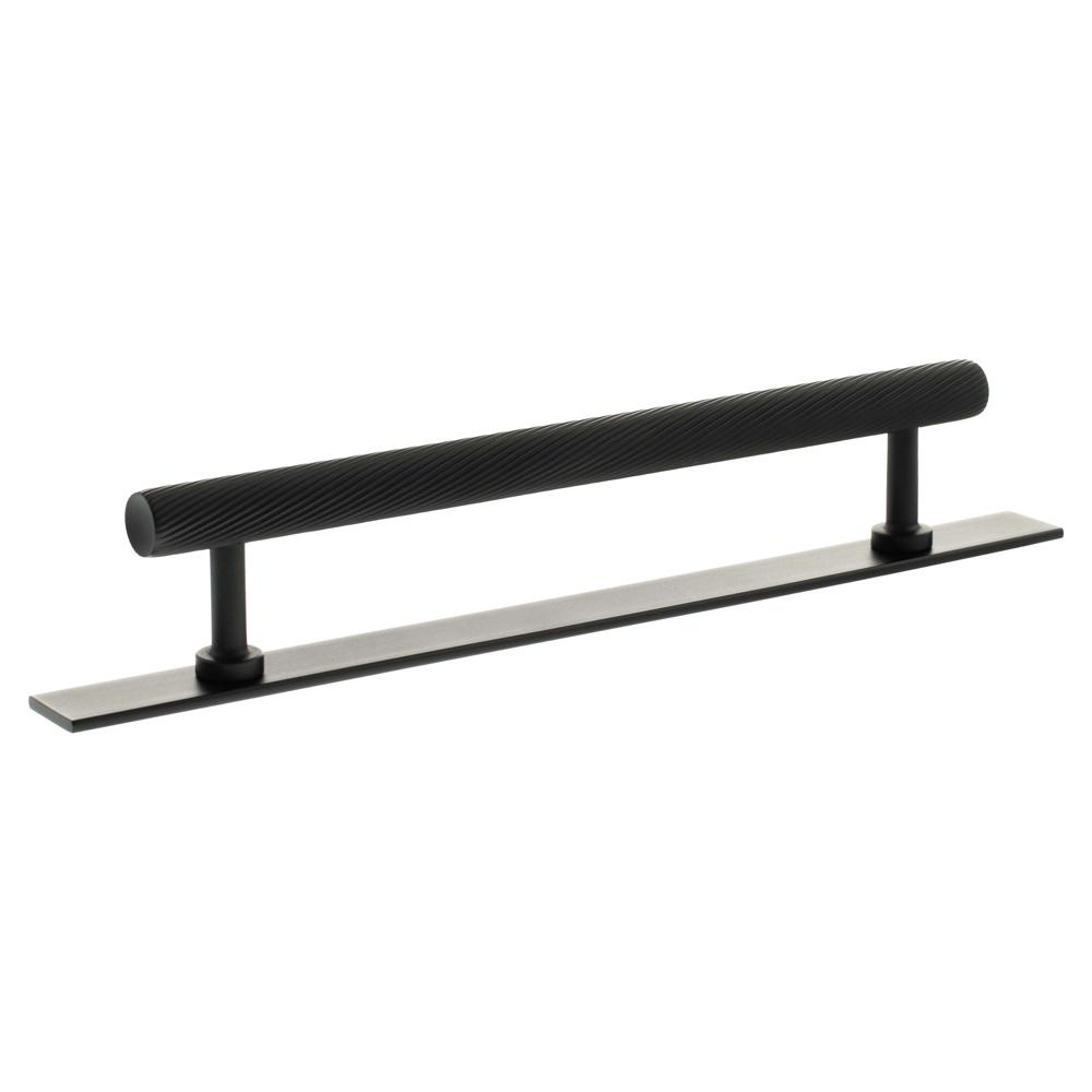 Atlantic Millhouse Paddington Spiral T-Bar Cabinet Pull Handle on Backplate - Matt Black
