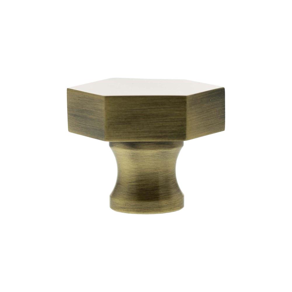 Atlantic Millhouse Pennington Hexagonal Cabinet Knob Handle - Antique Brass
