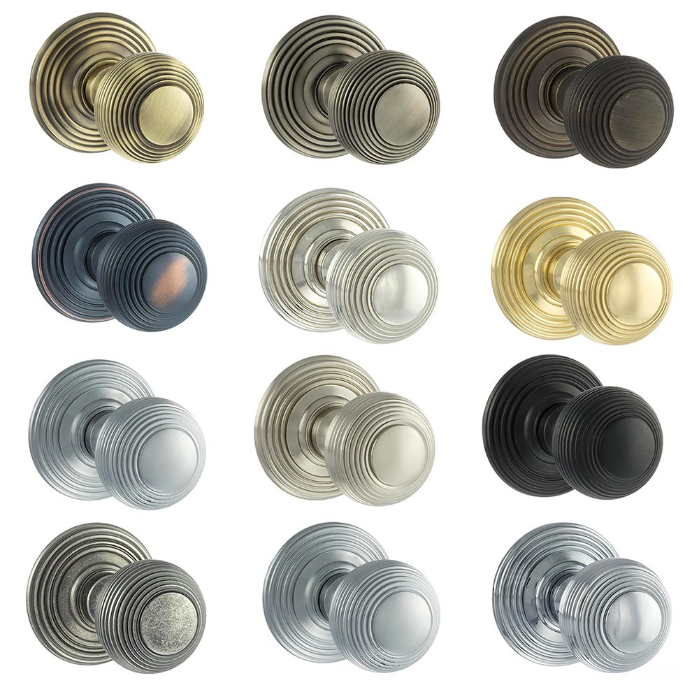 Atlantic Old English Ripon Solid Brass Reeded Mortice Knob on Concealed Fix Rose