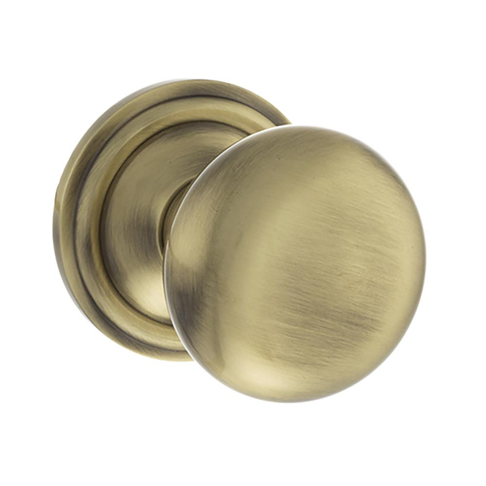 Atlantic Old English Harrogate Solid Brass Mushroom Mortice Knob on Concealed Fix Rose - Antique Brass