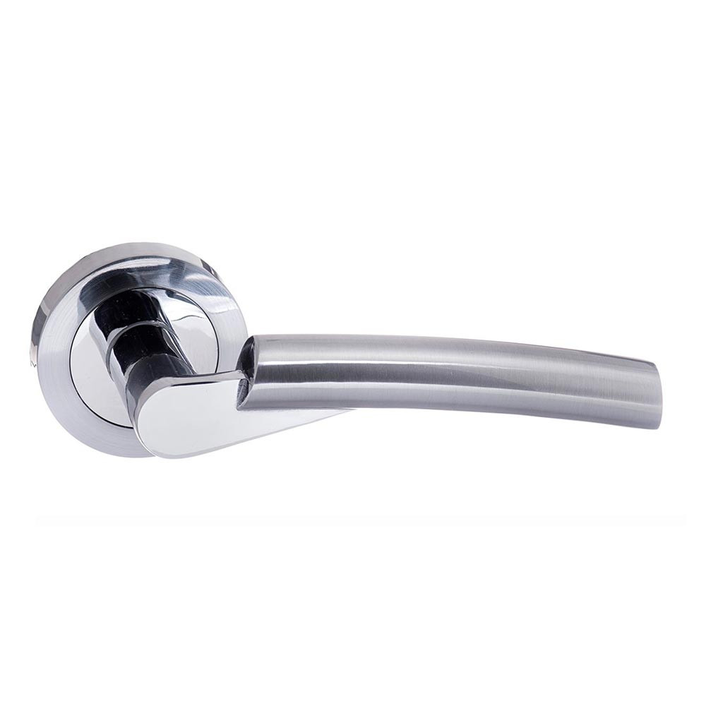 Atlantic Status Florida Lever on Round Rose Internal Door Handle - Satin Chrome/Polished Chrome