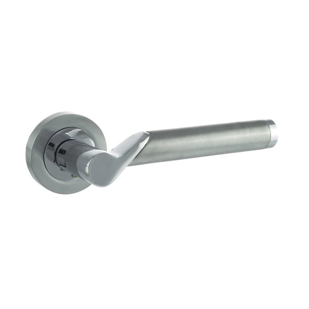 Atlantic Status Hawaii Lever on Round Rose Internal Door Handle - Satin Chrome/Polished Chrome
