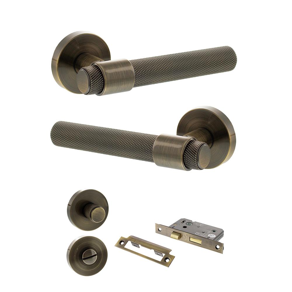 Atlantic Senza Pari Andretta Antique Brass Bathroom Door Handle Pack