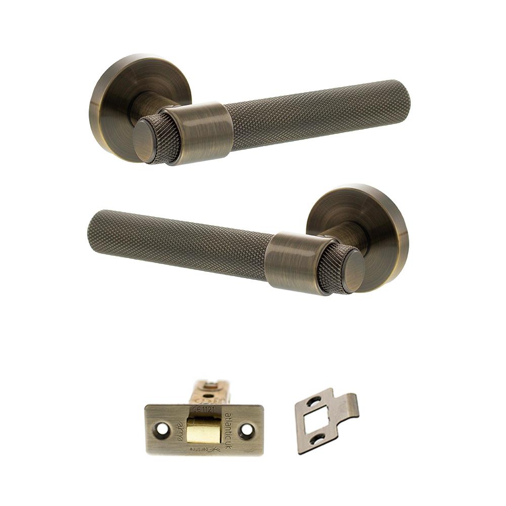 Atlantic Senza Pari Andretta Antique Brass Latch Door Handle Pack