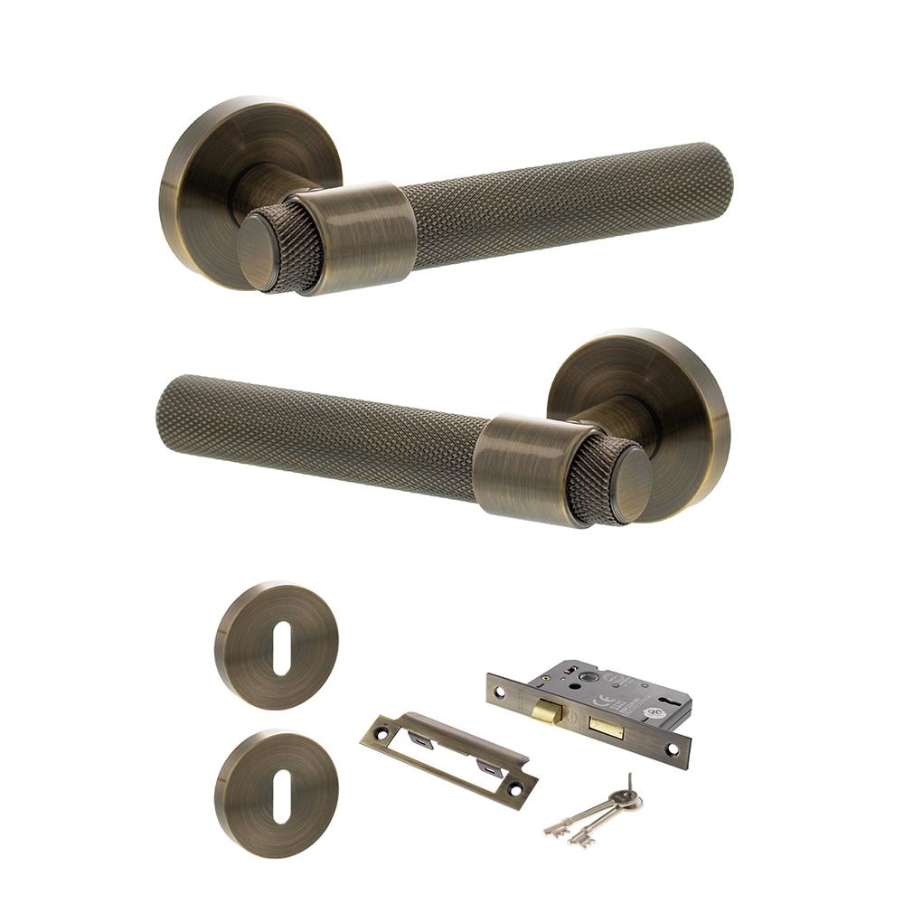 Atlantic Senza Pari Andretta Antique Brass Sashlock Door Handle Pack