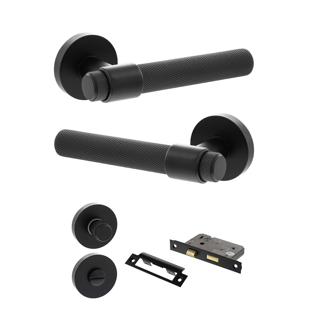 Atlantic Senza Pari Andretta Matt Black Bathroom Door Handle Pack