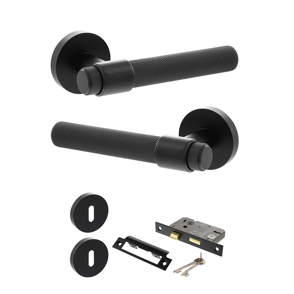 Atlantic Senza Pari Andretta Matt Black Sashlock Door Handle Pack