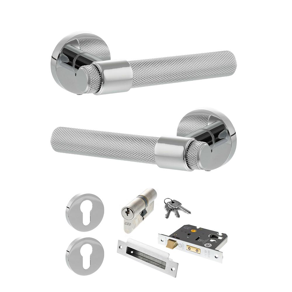 Atlantic Senza Pari Andretta Polished Chrome Euro Lock Door Handle Pack