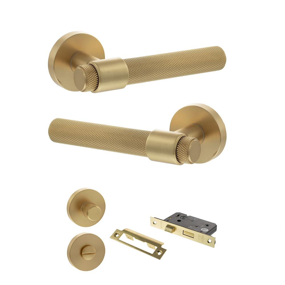 Atlantic Senza Pari Andretta Satin Brass Bathroom Door Handle Pack