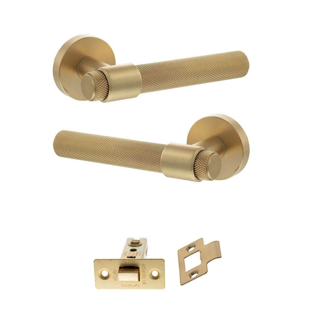 Atlantic Senza Pari Andretta Satin Brass Latch Door Handle Pack