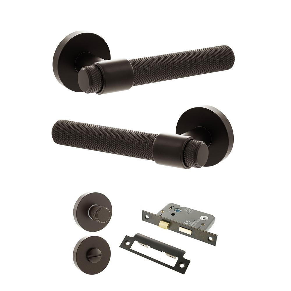 Atlantic Senza Pari Andretta Urban Dark Bronze Bathroom Door Handle Pack