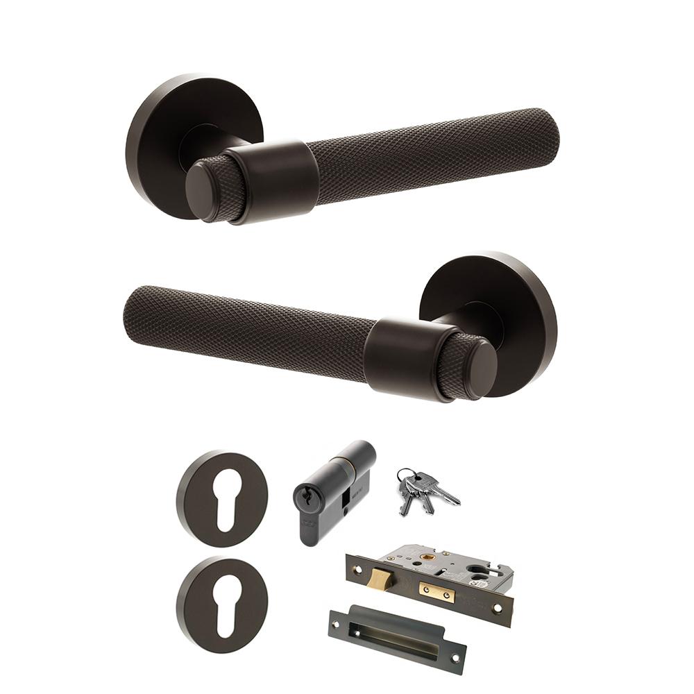 Atlantic Senza Pari Andretta Urban Dark Bronze Euro Lock Door Handle Pack