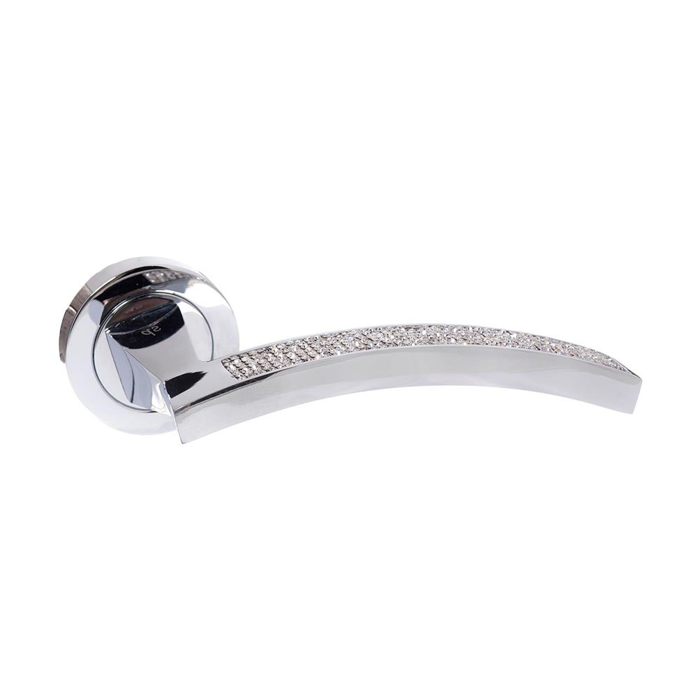 Atlantic Senza Pari Crystal Designer Lever on Round Rose Door Handle - Polished Chrome