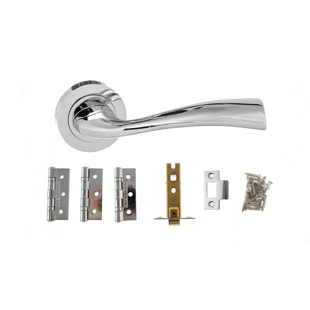 Atlantic Wave Polished Chrome Door Handle Pack