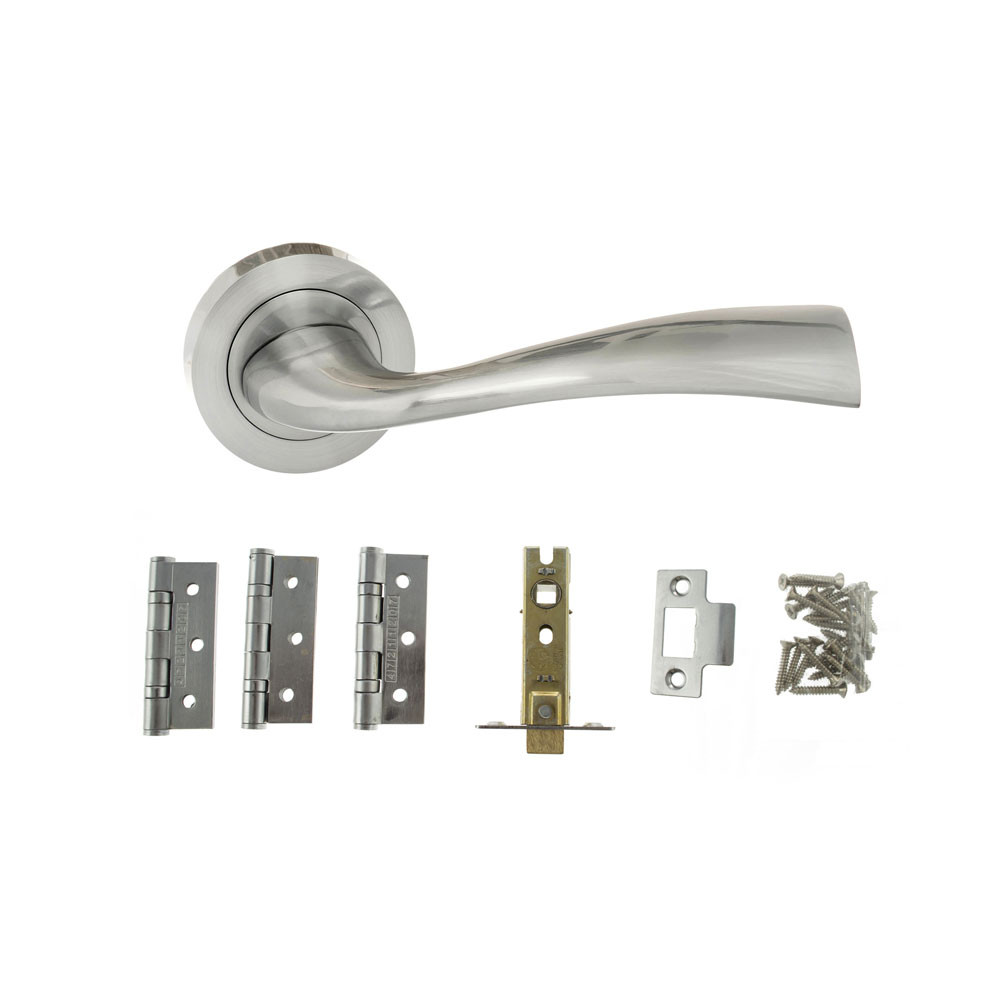 Atlantic Wave Satin Chrome Door Handle Pack