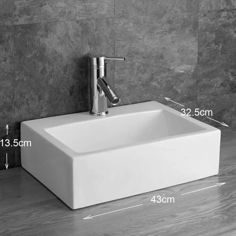 Barletta 430mm x 325mm White Ceramic Rectangular Countertop Basin ...