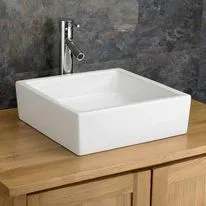 Bergamo 400mm White Ceramic Large Square Basin